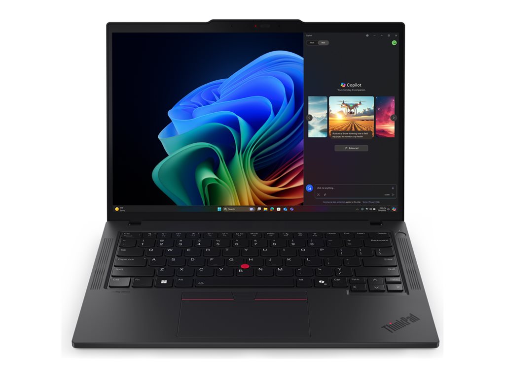 Lenovo ThinkPad T14 Gen 6 21QC - 180°-Scharnierdesign - Intel Core Ultra 7 255U / 2 GHz - Win 11 Pro - Intel Graphics - 16 GB RAM - 512 GB SSD TCG Opal Encryption 2, NVMe - 35.6 cm (14") IPS 1920 x 1200 - Wi-Fi 6E, Bluetooth - Schwarz - kbd: Deutsch